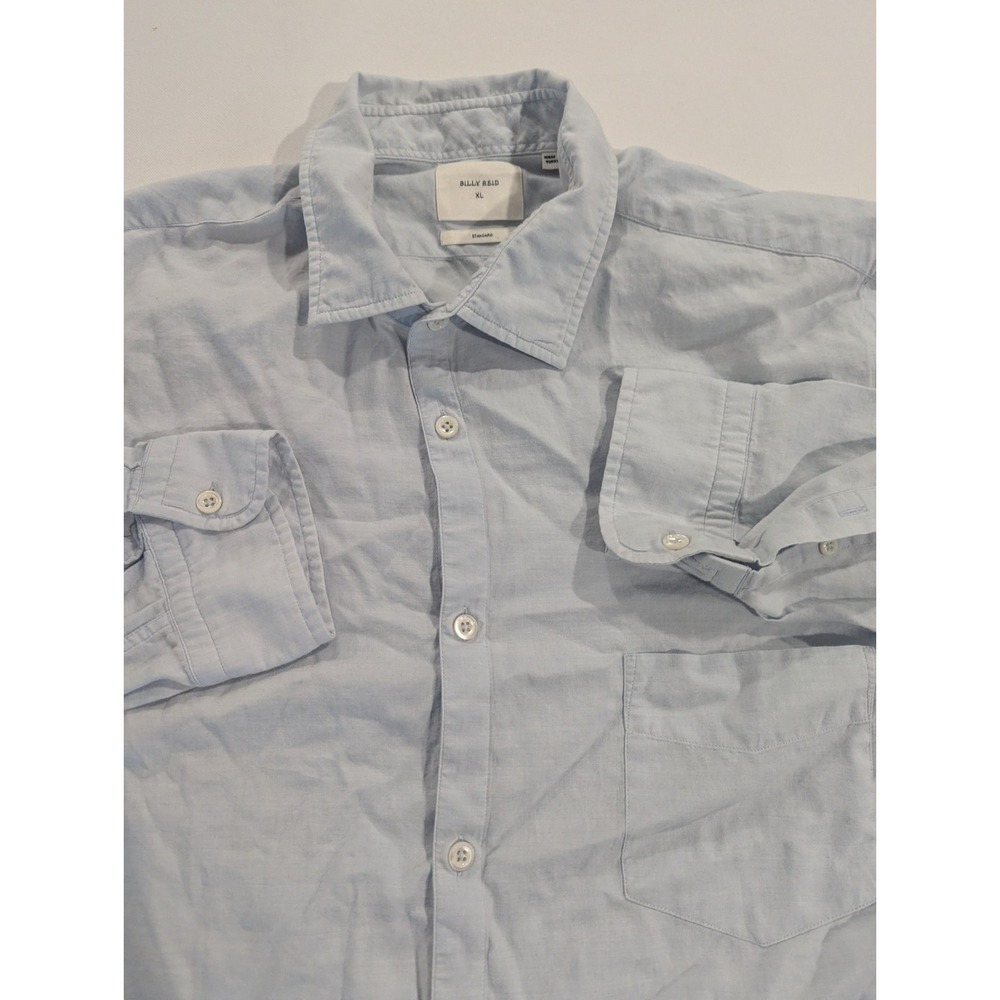 Billy Reid Mens Light Blue Button Down Shirt XL Cotton Cashmere Blend